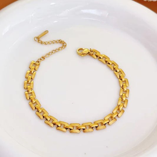 BSJ20D Regal Square Link Bracelet 18k Gold PVD plated