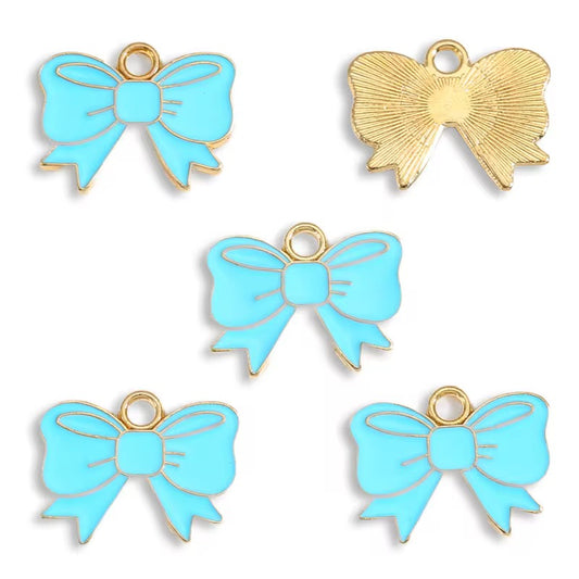 BBB 311 (f) Light Blue Bow enamel charm ( 1 pc ) High quality shine ( 14:18 mm )