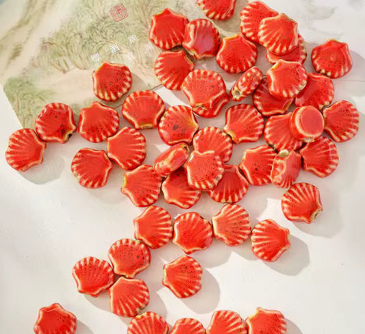 BBB 214 (e) Red Shell Porcelian Ceramic bead ( 1 pc ) High Shine ( 12:10 mm )