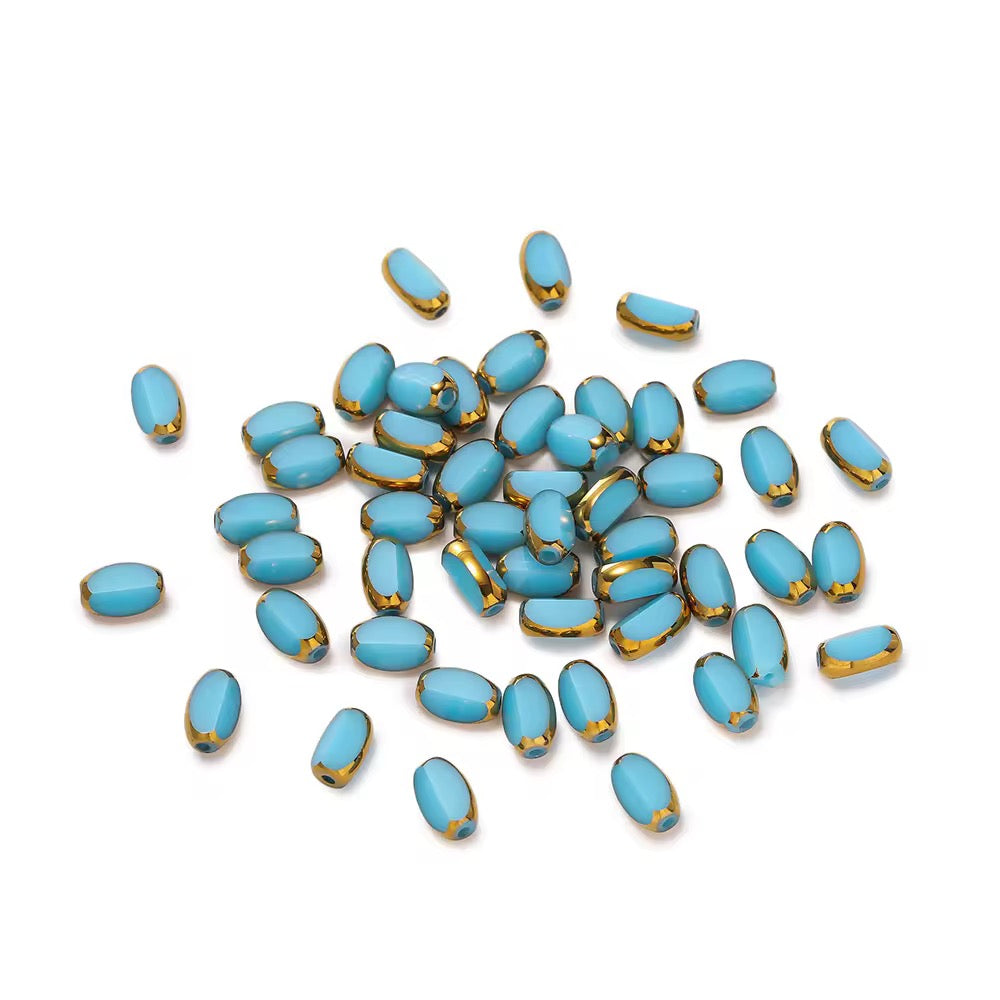 GB01A Gold Edge Faceted Crystal glass bead ( 1 pc ) Lampwork Bead