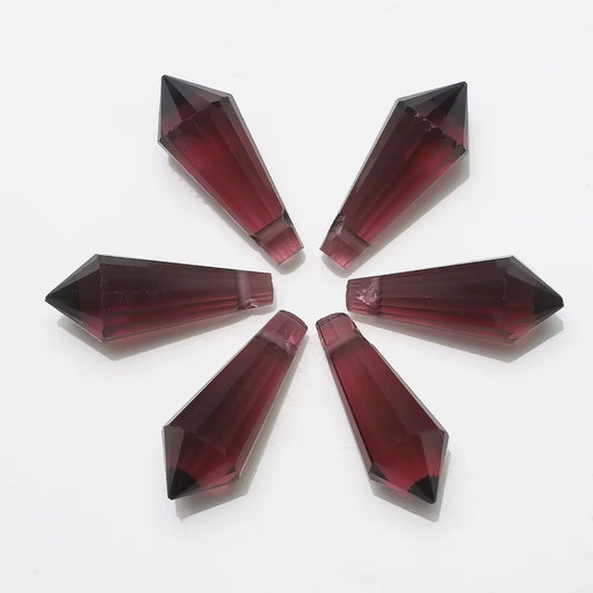 BBB 208 (i) Deep Purple Pointed Crystal Bead Lampwork Prism glass charm ( 1 pc ) ( 8:20 mm )