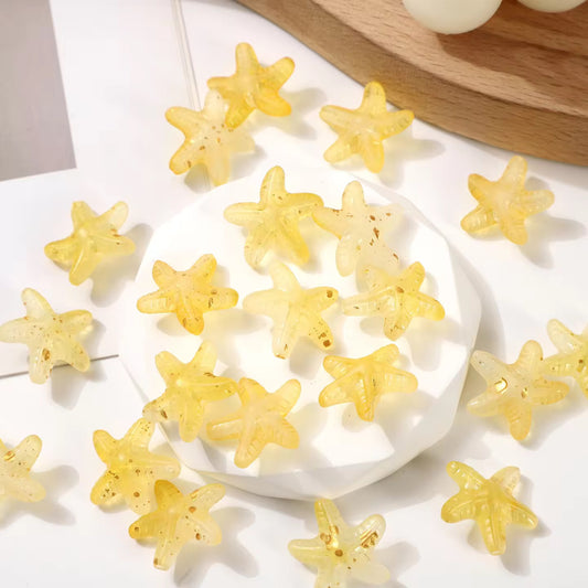 BBB 330 (f) Yellow Star Fish Shiny Bead ( 1 pc ) UV Plated Acrylic ( 15 mm )