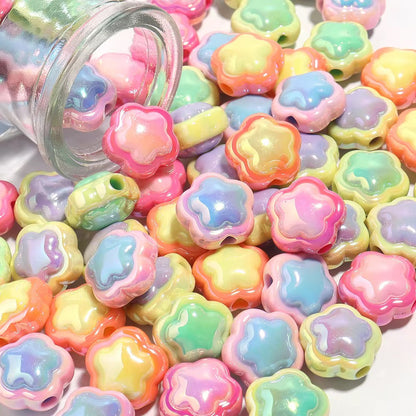 BBB 240 (e) Green Yellow Flower Double colour Luminous Shiny Bead ( 1 pc ) UV Plated Acrylic ( 17 mm )