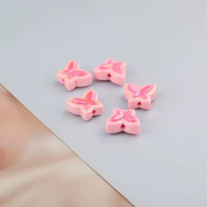BBB 252 (a) Light pink Butterfly Double colour Luminous Shiny Bead ( 1 pc ) UV Plated Acrylic ( 17 mm )