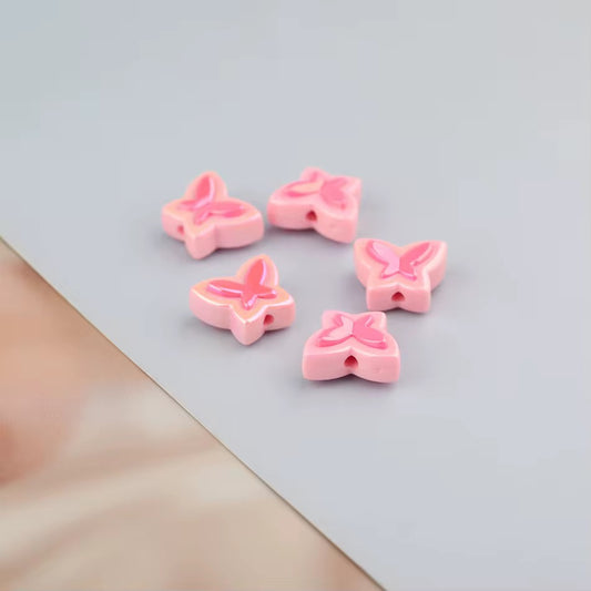 BBB 252 (a) Light pink Butterfly Double colour Luminous Shiny Bead ( 1 pc ) UV Plated Acrylic ( 17 mm )