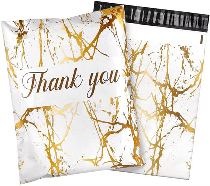 Thank You Marble Poly Mailer Bag -  Waterproof & Double Sided - Designer Premium Packaging ( 10:13 inch )