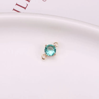 BBB 202 (L) Sea blue CZ connector 14k gold plated ( 1 pc ) Anti tarnish