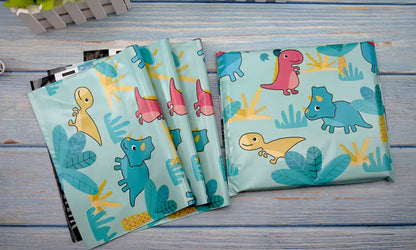 Cute Dinosaur Poly Mailer Bag -  Waterproof & Double Sided - Designer Premium Packaging ( 10:13 inch )