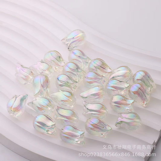 BBB 074 (e) Holographic Tulip transparent luminous Acrylic bead ( 1 pc )