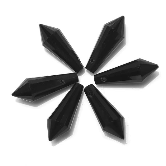BBB 208 (f) Black Pointed Crystal Bead Lampwork Prism glass charm ( 1 pc ) ( 8:20 mm )