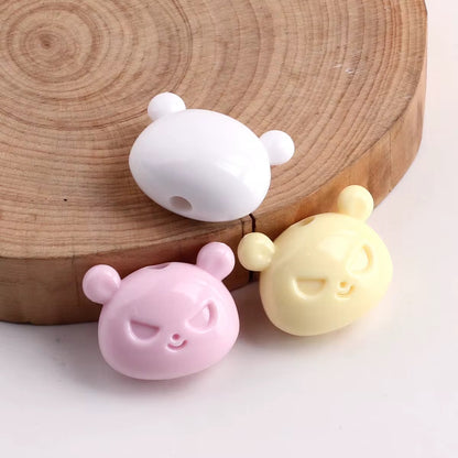 BBB 263 (a) Orange Cartoon Bear Head Bead ( 1 pc ) Solid Acrylic ( 18 mm )