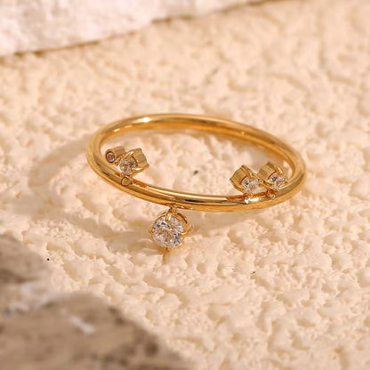 RSJ03G Dainty Zircon Minimalistic Ring - Premium 18k Gold PVD plated 316 stainless steel - Anti tarnish