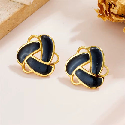 SJ 857 Black Twisted Triangle Stud - 18k Gold PVD plated stainless steel - Anti tarnish