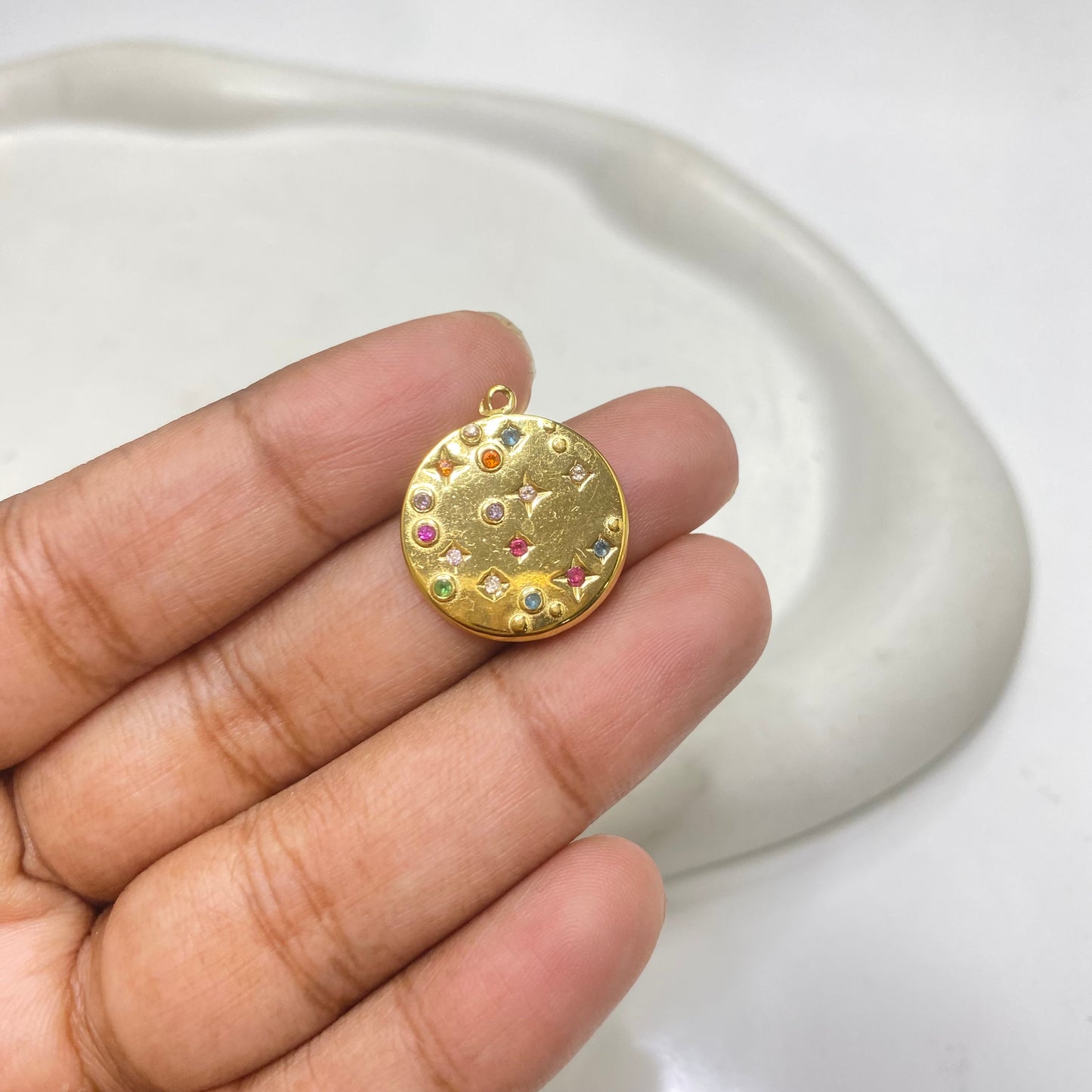 SS 2175 Zircon vintage Stainless steel charm ( 1 pc ) Anti tarnish