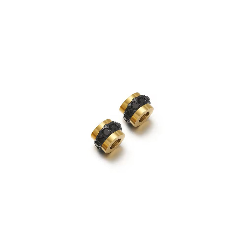 BBB 372 Clear Zircon Spacer bead 18k Gold PVD 316 Stainless steel ( 1 pc ) Anti tarnish
