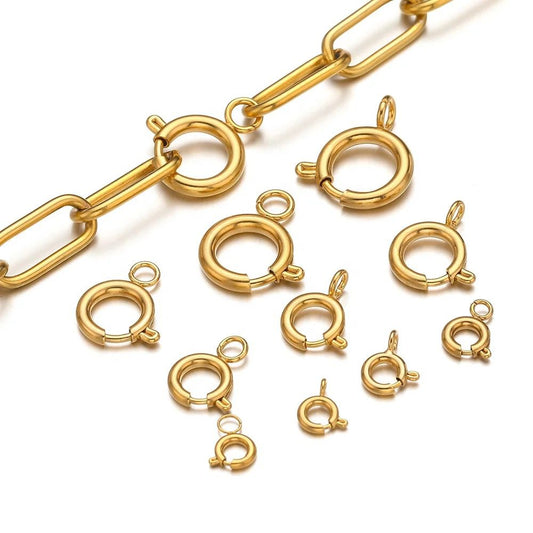 SS 1020  Spring clasp 18k gold PVD 316 stainless steel ( 1 pc ) Anti tarnish ( 6mm )