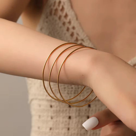 SJ 1135 simple bangle 6 cmm  - 18k Gold PVD plated stainless steel - Anti tarnish