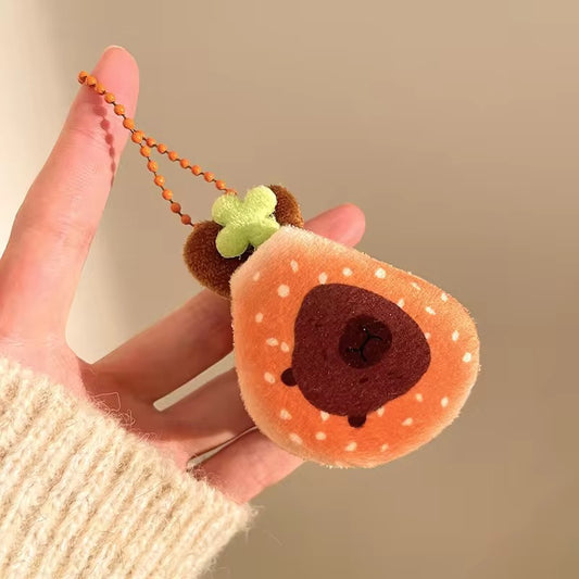 PK 14 Cute Kawaii Capybara Toast 3D Plush Toy Bead Keychain ( 1 pc ) Premium Quality ( 12:11 cm )
