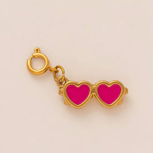 SC12G Heart Specs with clasp Enamel Charm - 316 SS PVD ( 1 pc ) Premium Collectible | Anti tarnish
