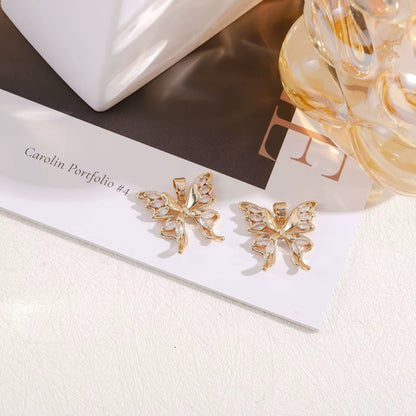 SS 1197 Butterfly 14k gold plated Zircon crystal charm ( 1 pc ) Anti tarnish ( 20:11 mm )