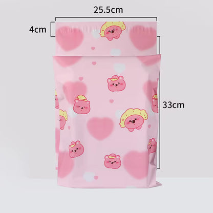 Heart Pink Bear Poly Mailer Bag -  Waterproof & Double Sided - Designer Premium Packaging ( 10:13 inch )