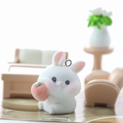 BBB 267 (x) Carrot Rabbit Cute Fur 3D Flocking Resin charm ( 1 pc ) ( 35*30mm )
