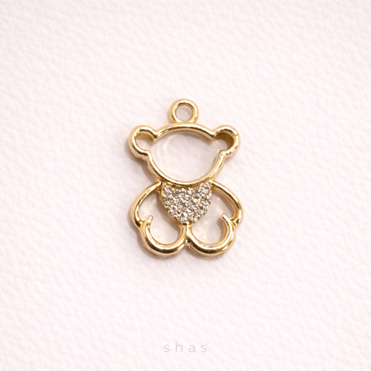 SS 3151 Teddy charm 14k gold plated ( 1 pc ) Anti tarnish ( 25:22 mm )