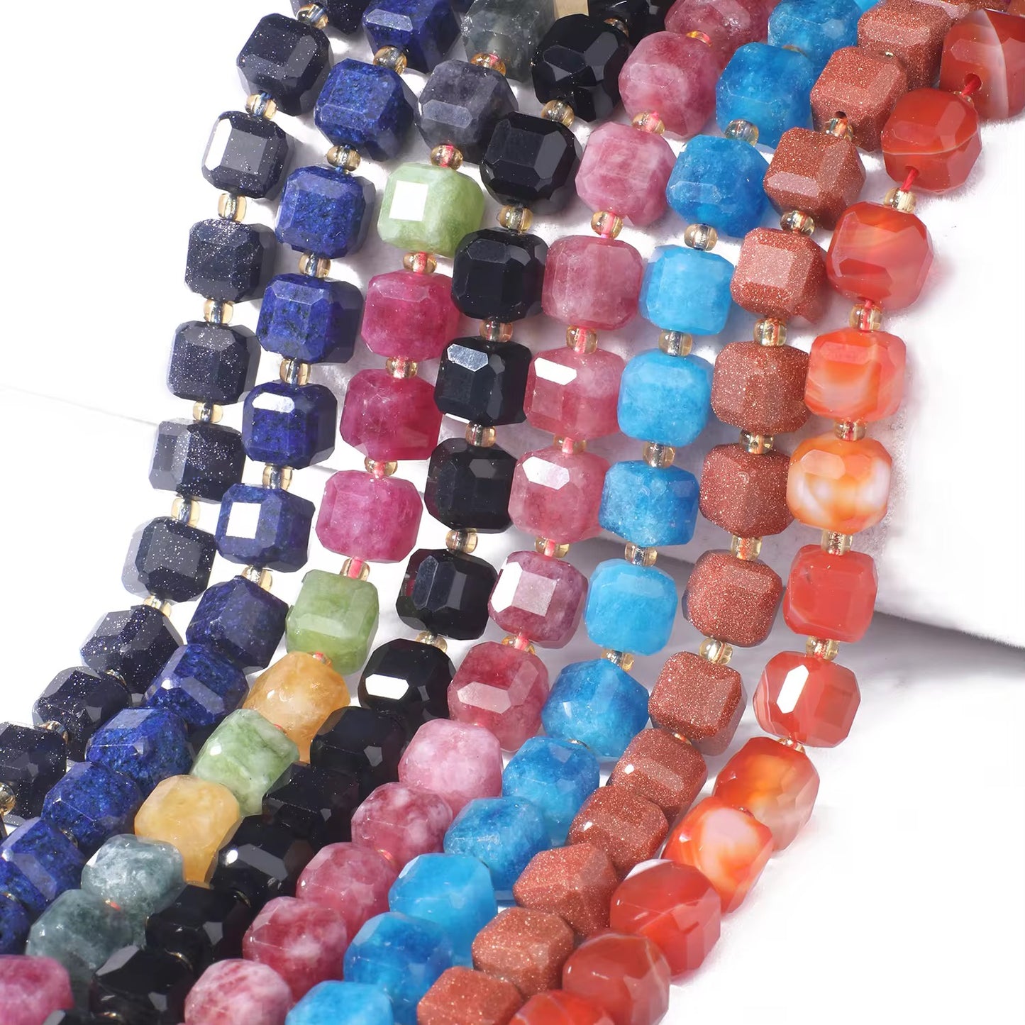 GB02 Natural Faceted cubic stone bead - Natural Gemstone Bead ( 1 pc ) AAA Quality