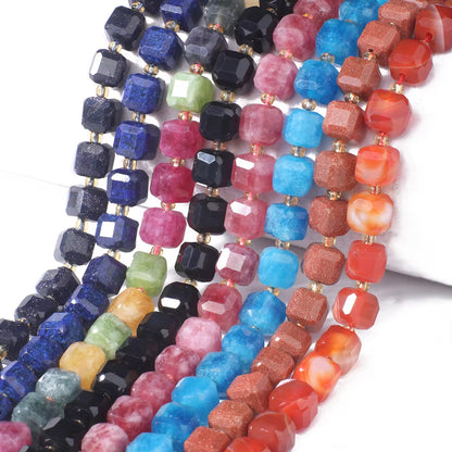 GB02 Natural Faceted cubic stone bead - Natural Gemstone Bead ( 1 pc ) AAA Quality