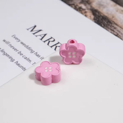 BBB 329 (m) Pink Floral Button Shiny Bead ( 1 pc ) UV Plated Acrylic ( 12 mm )