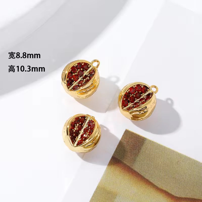 SS 2686 Watermelon zircon 14k gold plated charm ( 1 pc ) - anti tarnish