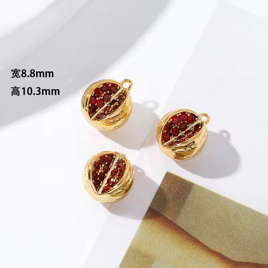 SS 2686 Watermelon zircon 14k gold plated charm ( 1 pc ) - anti tarnish