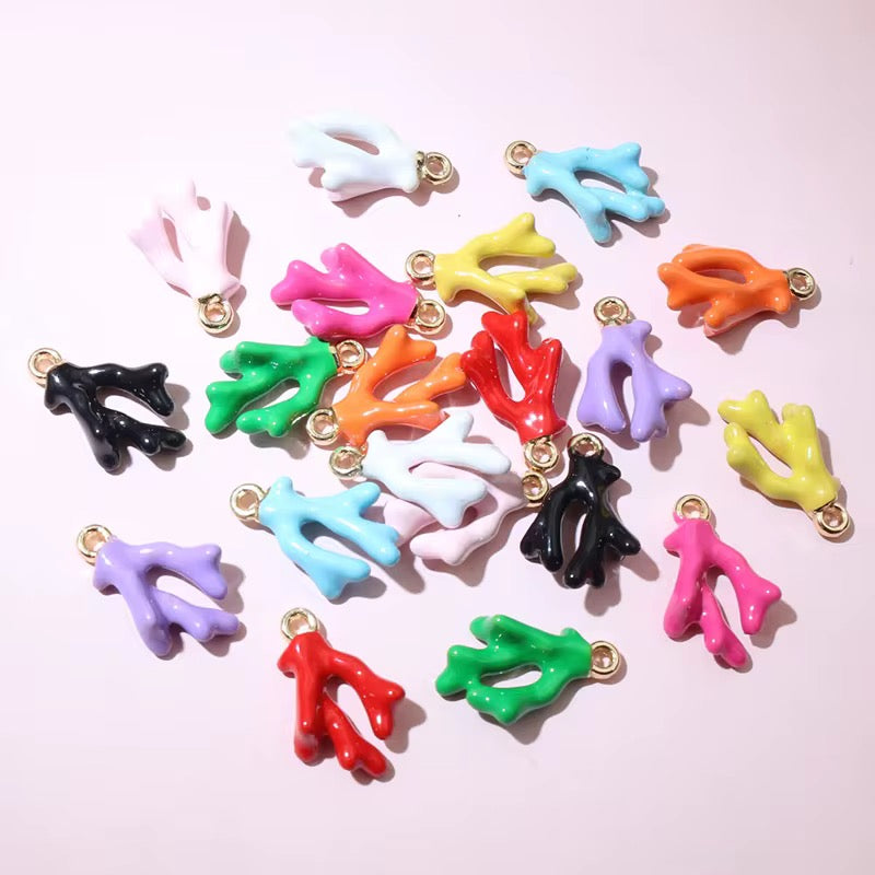 BBB 229 (e) Bright Pink Coral Branch 3D enamel charm ( 1 pc ) Tarnish Resistant ( 16:10:5 mm )