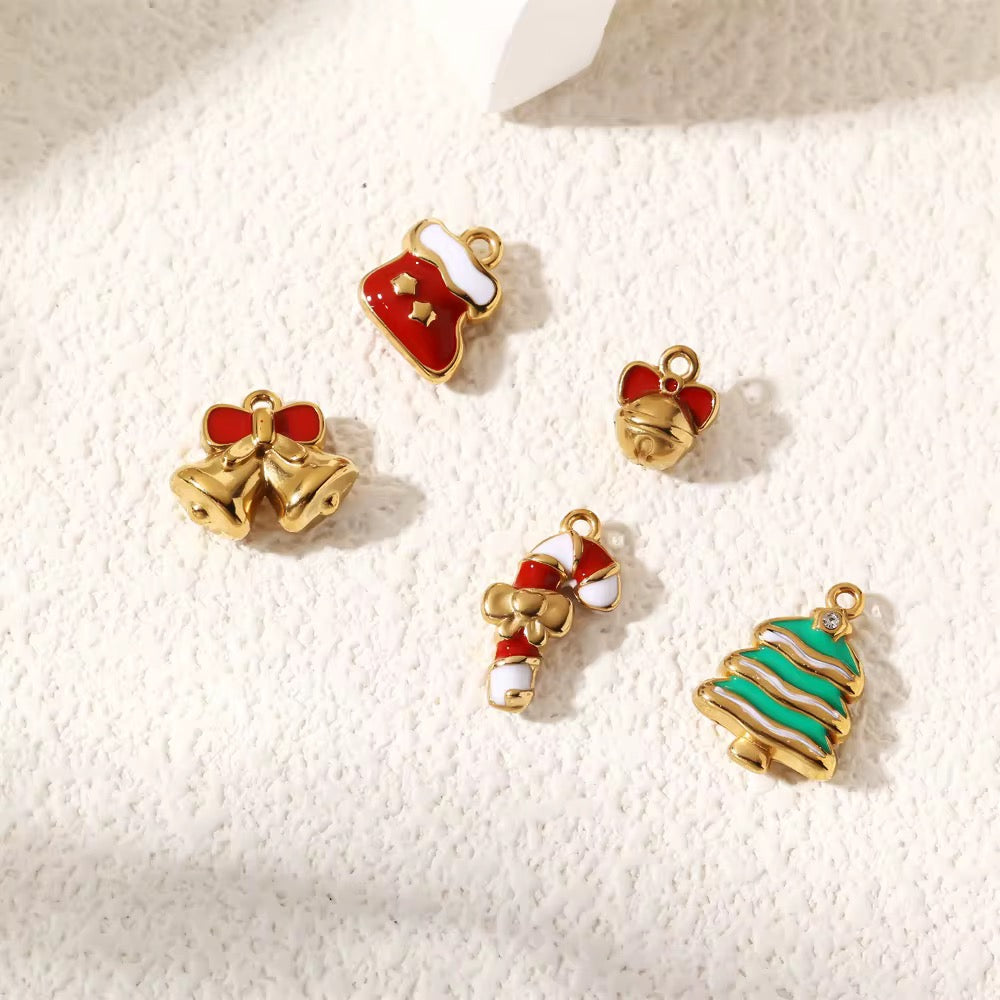 SS 1147 Christmas Tree Charm 18K Gold PVD plated stainless steel ( 1 piece ) Anti tarnish ( 18:13 mm )