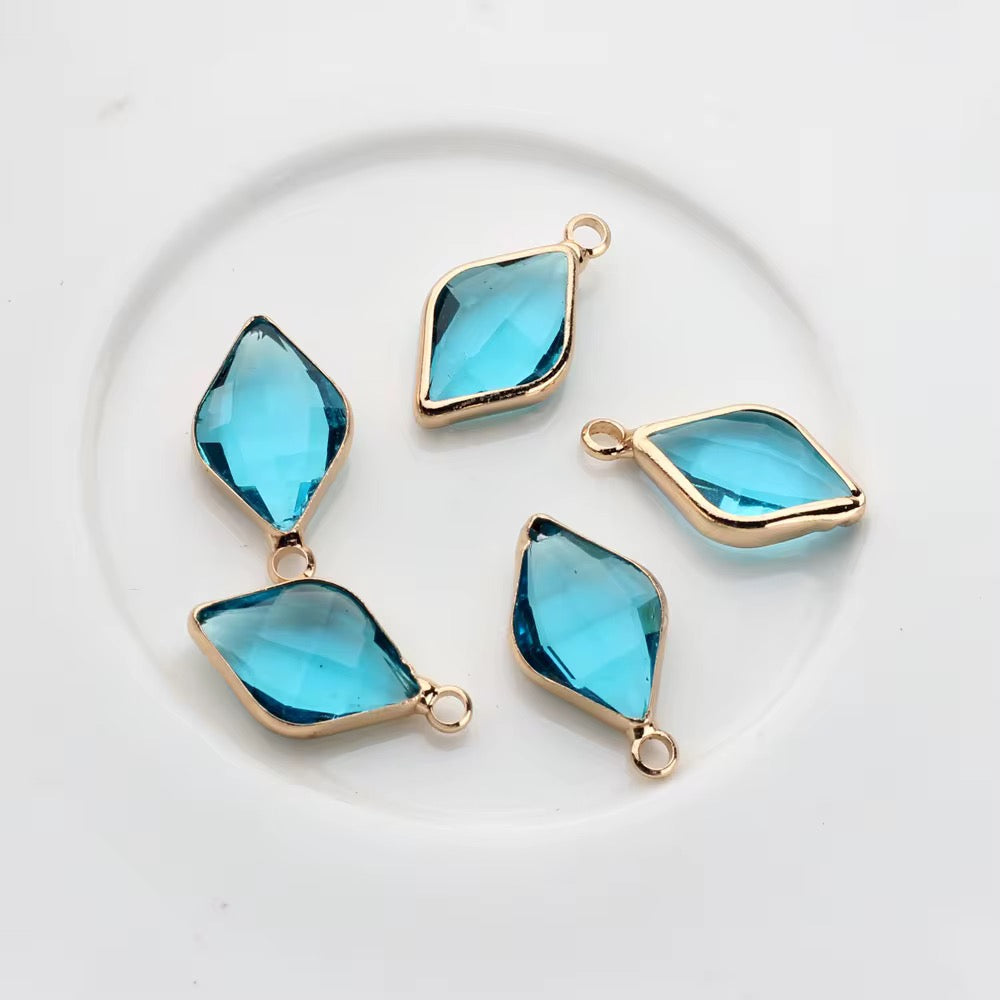 BBB 142 (i) Light Blue Diamond zircon charm ( 1 pc ) Anti tarnish ( 17:9 mm )