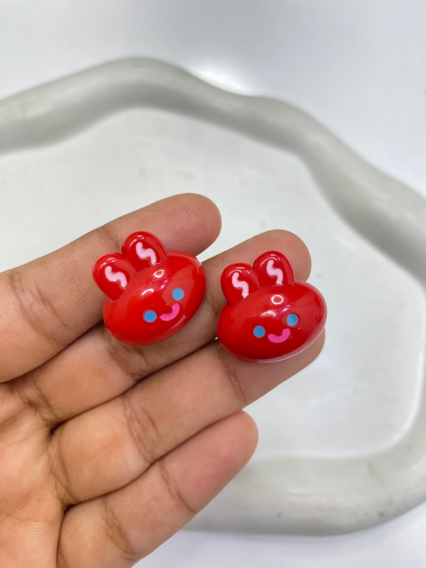 BBB 062 (h) Red Cartoon Rabbit  Acrylic bead ( 1 pc )