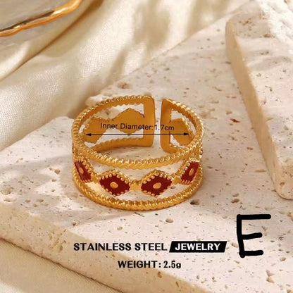 RSJ15B ENAMEL rings -  18k Gold PVD plated 316 stainless steel - Anti tarnish