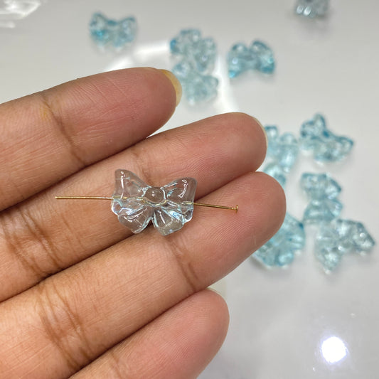 BBB 199 (D) light blue bow glass bead (1PC)