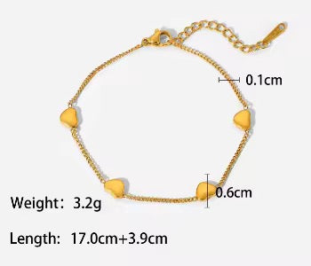 SJ 394 heart dainty bracelet - 18k Gold PVD plated stainless steel - Anti tarnish - Wholesale