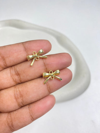 SS 2115 Bow double hanging Charm Spray painted Alloy Premium ( 1 pc ) Tarnish Resistant ( 9:14 mm )