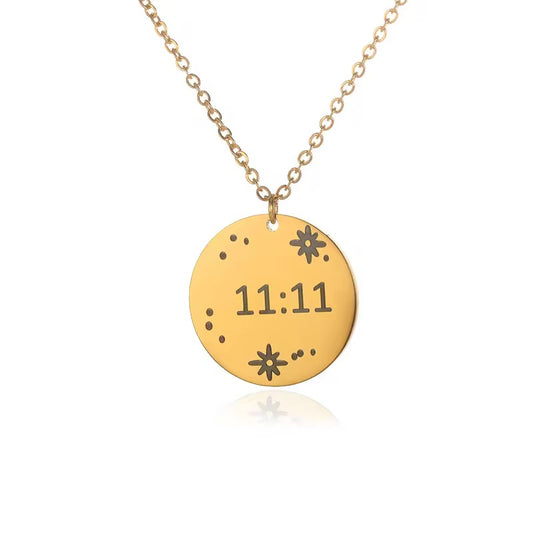 SJ 306 11:11 Engraved Necklace - 18k gold PVD plated stainless steel - Anti tarnish - Wholesale