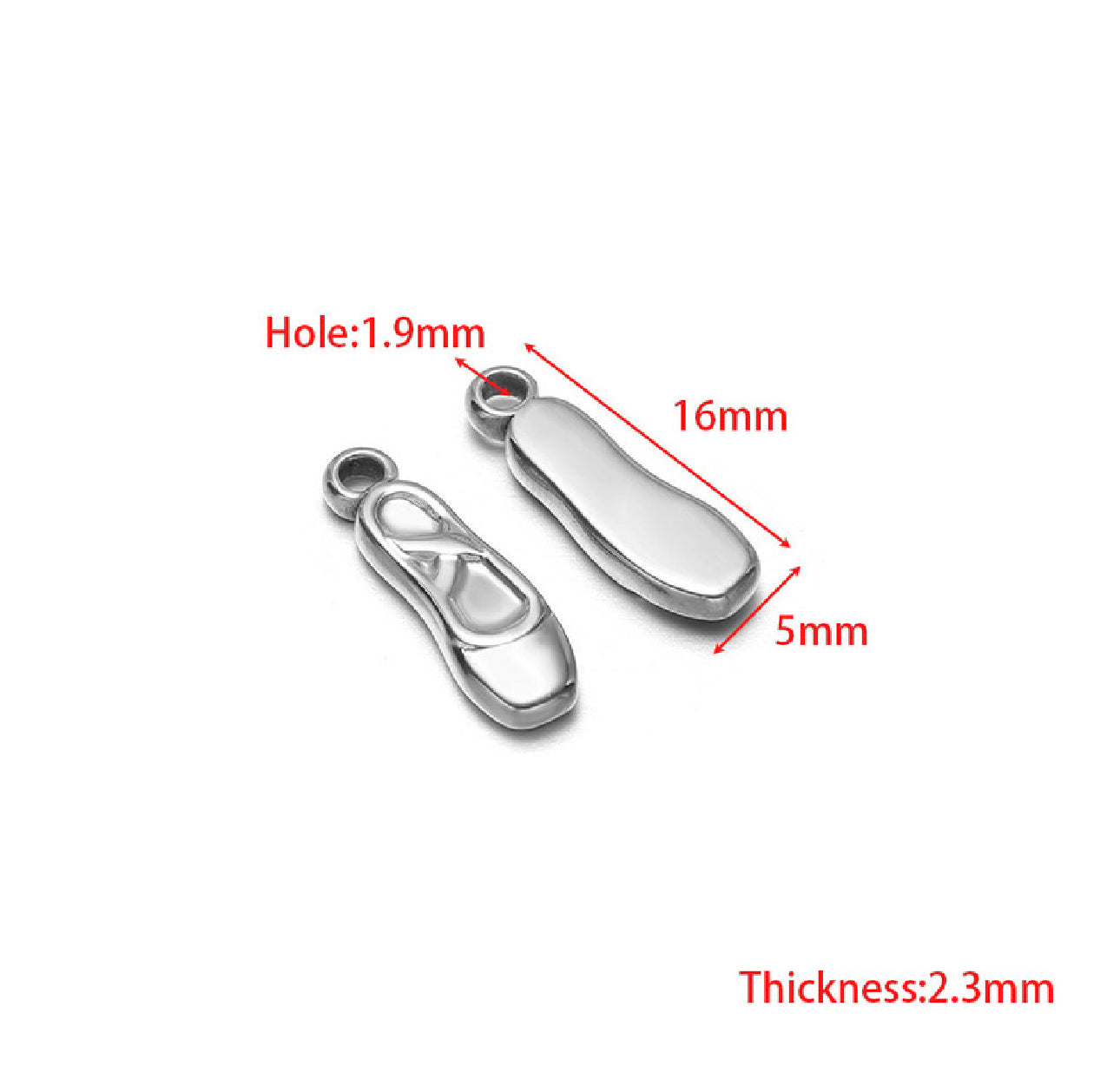 SS 2911 Slipper Charm Silver plated stainless steel ( 1 piece ) Anti tarnish