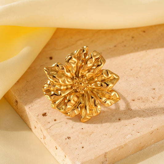SJ 921 Floral Ring Adjustable - 18k Gold - 18k Gold PVD plated stainless steel - Anti tarnish