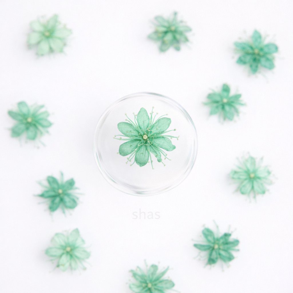DF 05 Green White Sandalwood Small Pressed Dried Flower ( 1 pc ) Plain dried flower for Resin Art