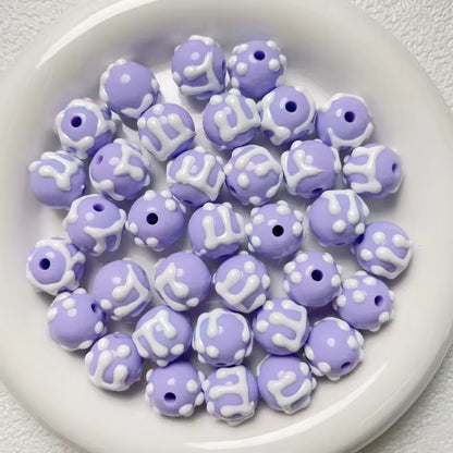 AB43  Snow Hand painted UV Plated Acrylic Bead ( 1 pc ) ( 16 mm )
