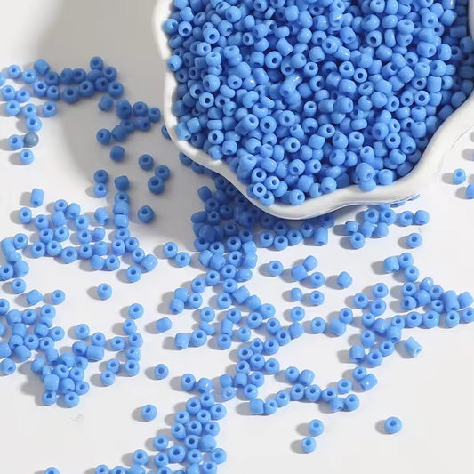 BBB 150 (d) Pastel Blue Tiny Solid Rice Czech Glass bead ( 1 gm - around 60 to 70 piece) High Quality ( 2 mm )