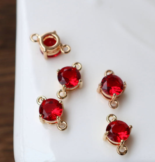 BBB 202 (C) Red zircon Crystal connector ( 1 pc ) Anti tarnish