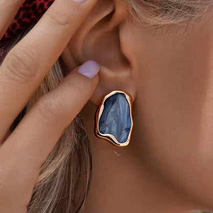 SJ 953 Black Nugget Earring - 18k Gold PVD plated stainless steel - Anti tarnish