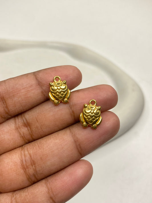 SS 2859 Owl charm 18K Gold plated stainless steel ( 1 piece ) Anti tarnish ( 13:11 mm )