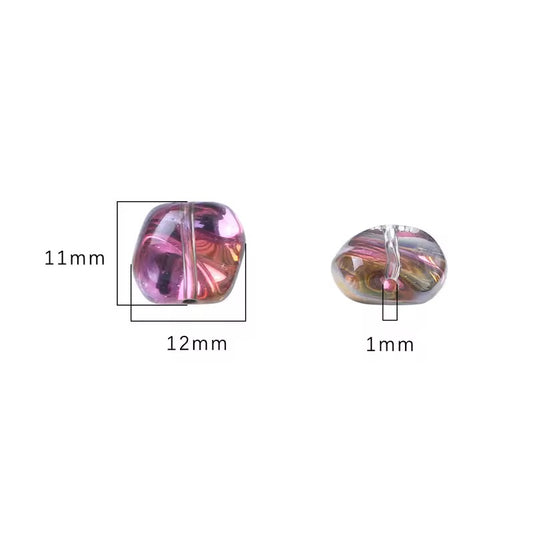 BBB 355 (f) Multi tone Irregular Iridescent glass bead ( 1 pc ) Lampwork Bead